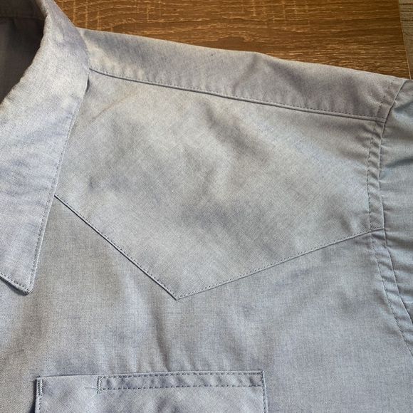 Mens Vintage Western Ruddock Pearl Snap Blue Button Down Size 30(3XL) - Picture 10 of 11